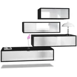 Vladon Wohnwand, Weiß Hochglanz, Holzwerkstoff, 210x170x37 cm, Wohnzimmer, Wohnwände, Wohnwand-Sets