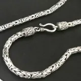 Drachensilber Königskette 925 Silber 4 mm runde massive Kette 40cm - Silber