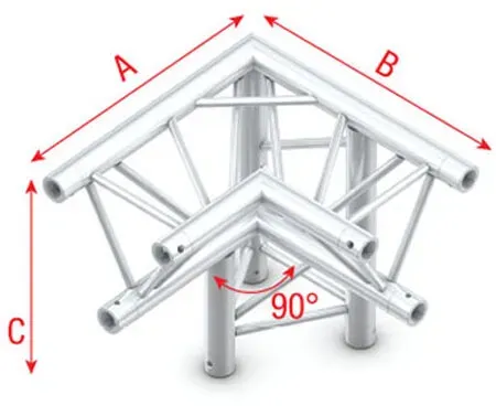 Milos Deco-22 Triangle truss - down right - apex down ALM33 - 90° corner