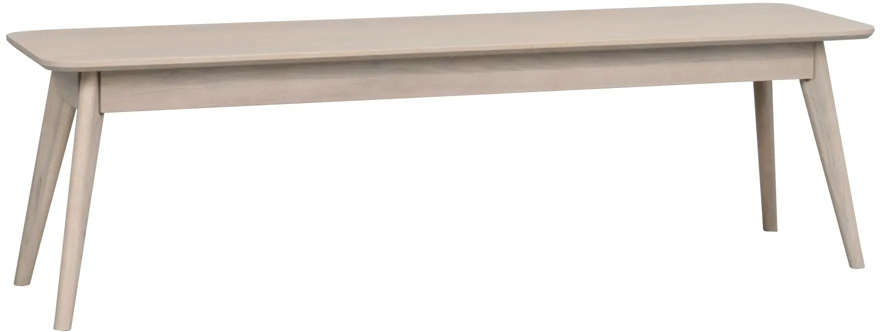 Sitzbank Yumi aus Eiche, skandinavisches Design, Whitewash, 155 cm, für 3 Personen