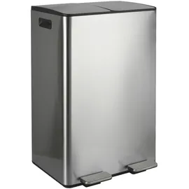 Spirella Mülleimer Mülltrennsystem 60 L (2x30 Liter) mit Inneneimer große Abfallbehälter Abfalleimer Treteimer Edelstahl Absenkautomatik - Silber
