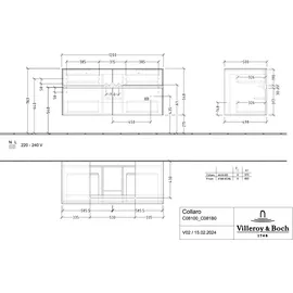 Villeroy & Boch Waschtischunterschrank 4 Auszüge 120 x 54,8 x 50 cm Glossy Grey