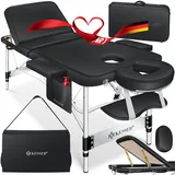 KESSER® Mobile Massageliege 80 cm Breit klappbar & höhenverstellbar 3 Zonen Massagebett Massagetisch Kosmetikliege Therapieliege Aluminium + 10x Gesichtsauflage mit Kopfstütze Armlehnen Tasche Schwarz