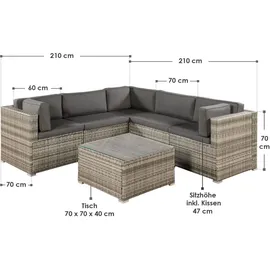 Juskys Nassau Lounge-Set beige-grau/dunkelgrau