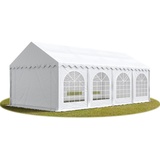 TOOLPORT PRO 4x8m Partyzelt 4x8 m premium, hochwertige PVC Plane 750 n in weiß mit Bodenrahmen
