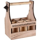 UNUS Home Männerhandtasche Bier, Flaschenträger aus Holz für 6 Flaschen, Bierträger mit Flaschenöffner, Geschenkidee Männer, Geburtstag, Vatertag