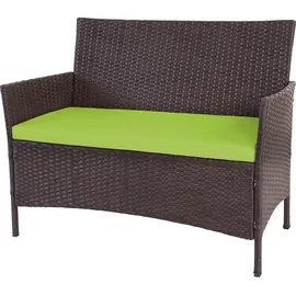 Mendler 3-2-1-1 Poly-Rattan Garten-Garnitur Halden, Lounge-Set Sitzgruppe Sofa braun-meliert, Kissen grün