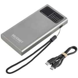 VOLTCRAFT PB PD20WLCD-10000 Powerbank 10000 mAh Fast Charge, USB PD 2.0 LiPo Grau (metallic) Statusanzeige