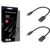 Conceptronic ABBY11B OTG-Adapter für USB-C zu USB-A 2er Pack, 20cm