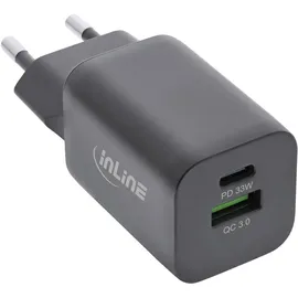 InLine Power Delivery + Quick Charge USB Netzteil, 33W, USB-A + USB-C, schwarz
