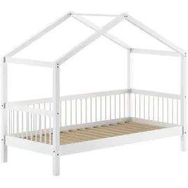Vipack Hausbett 90 x 200 cm Buche massiv weiß lackiert