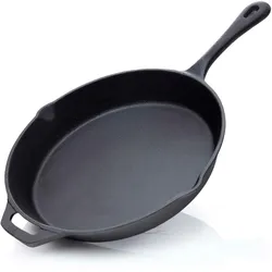 BBQ-Nerd© Grillpfanne Ø 30 cm 3600g mit Ausgießer und Griff - Gusseisenpfanne zum Grillen, Rösten, Anbraten - Antihaft-Pfanne Feuerpfanne