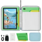 BUFO 10 Zoll Android 15, 20(3+17)GB RAM+64GB, 1280x800 HD IPS, Kinder Tablet (10", 64 GB, Android 15, WiFi 6, Robuste Schutzhülle, Vorinstallierte Lernapps, GMS-Zertifizierung) blau|grün