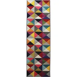 Kadima Design Designer-Teppich in lebhaften Farben, Geometrischer Muster, `Meon Ben`. 66x300 cm