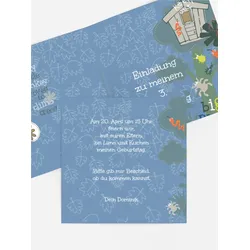 Einladungskarten Kindergeburtstag selbst gestalten mit Spruch und Fotos im Onlinedesigner bei Meine-Kartenmanufaktur.de