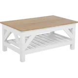 Beliani Couchtisch Landhausstil weiß/Heller Holzfarbton 100x60 cm Savannah