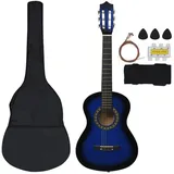 vidaXL 8-tlg. Klassikgitarren-Set für Anfänger Blau 1/2 34"