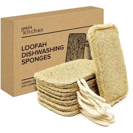 Joeji's Kitchen Öko Luffa Schwamm für die Spülmaschine (8er-Pack) / Öko, kunststofffreies & Bio Luffa Seifenkissen zum Trocknen. Luffa Schwamm wiederverwendbar! Vor Gebrauch Luffa Schwamm anfeuchten