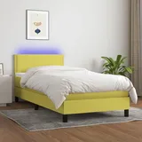 vidaXL Boxspringbett mit Matratze & LED Grün 100x200 cm Stoff