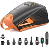 OutdoorMaster Shark 3 SUP Pumpe Elektrisch mit Akku - 3'50" Schnelles Aufpumpen, 20PSI 74Wh Luftpumpe SUP Elektrische- Auto-Off & Entleerung, 12V/15.8V DC & Type-C Input, 8 Düsen für Inflatables,Boote