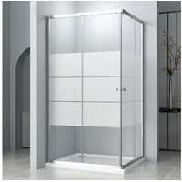 Hopibath Eckdusche milchglas Duschkabine 100x100 100x80 90x90 80x80 90x75 75x75 H:185cm, BxT: 100x80 cm, 5mm Sicherheitsglas, Schiebetür Eckeinstieg, Chrom, Alurahmen, 16 Türrollen, Magnetdichtleisten 100 cm x 185 cm x 80 cm