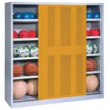 C+P Ballschrank mit Lochblech-Schiebetüren (Typ 4). HxBxT: 195x120x60 cm Goldgelb EINHEITSFARBE No Size