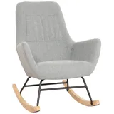 Mendler Schaukelstuhl HWC-N13, Schwingstuhl Relaxsessel Fernsehsessel, Massiv-Holz Metall Stoff/Textil 320g/m2 ~ grau-grün