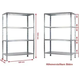 SCHULTE Regalwelt Steckregal Metall 180x60x40 cm silber 4 Fachböden