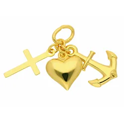 Ketten-Anhänger ADELIA ́S "Damen Goldschmuck 585 Gold Anhänger Glaube-Liebe-Hoffnung", gold, Schmuckanhänger, Damen, Gold, 585 Gold Goldschmuck für Damen