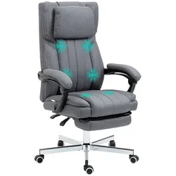 Vinsetto Massage-Bürostuhl Leinen(100% Polyester), Schaumstoff, Mehrschichtplatte, Stahl