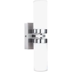 Wandlampe, Metall, nickel-matt, Opal, satiniert