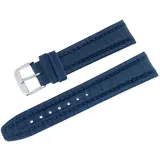 Grovana 20 mm Lederband Uhrenband Armband Uhrenarmband mit Dornschließe in Blau