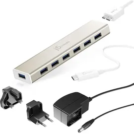 j5create JCH377, - HUB - USB Type-C - 7- x USB 3.2 Gen 1 (3.1 Gen 1) Type-A, 5000 Mbit/s, Silber, Aluminium, 0,6 m Silber