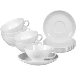 Seltmann Weiden Rondo/Liane Weiß Teetasse mit Untertasse 0,14l 6er Set