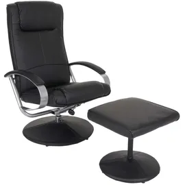 Mendler Relaxsessel N44 Kunstleder 80 x 100 x 80 cm Schwarz mit Hocker