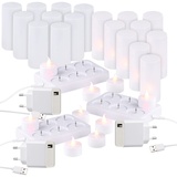Lunartec 3er-Set, je 6 LED-Akku-Teelichter, flackernde Flamme, Teelichthalter