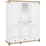 Home Affaire »Tessin, Dretürenschrank, 3-türig«, (B/H/T ca. 152/191/59 cm, Breite 152 cm, Kiefer massiv, mit Spiegel und 3 Schubladen