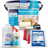 plid Wandfarbe Renovierfarbe ASF Weiß, 2,5l für ca. 15m2 alle Wände, Schimmelschutzfarbe Hohe Deckkraft weiß 2.5 l
