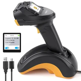 Inateck Barcode Scanner Bluetooth, 2D 1D Wireless Handheld Scanner, QR Code Scanner, mit Touchscreen und Smart Base, CMOS CCD Dual Module, Größere Reichweite, Unterstützt App SDK, P8