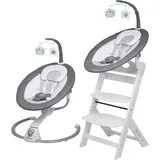 BabyGO Homey Set Babywippe inkl Family Kinderhochstuhl grau weiß