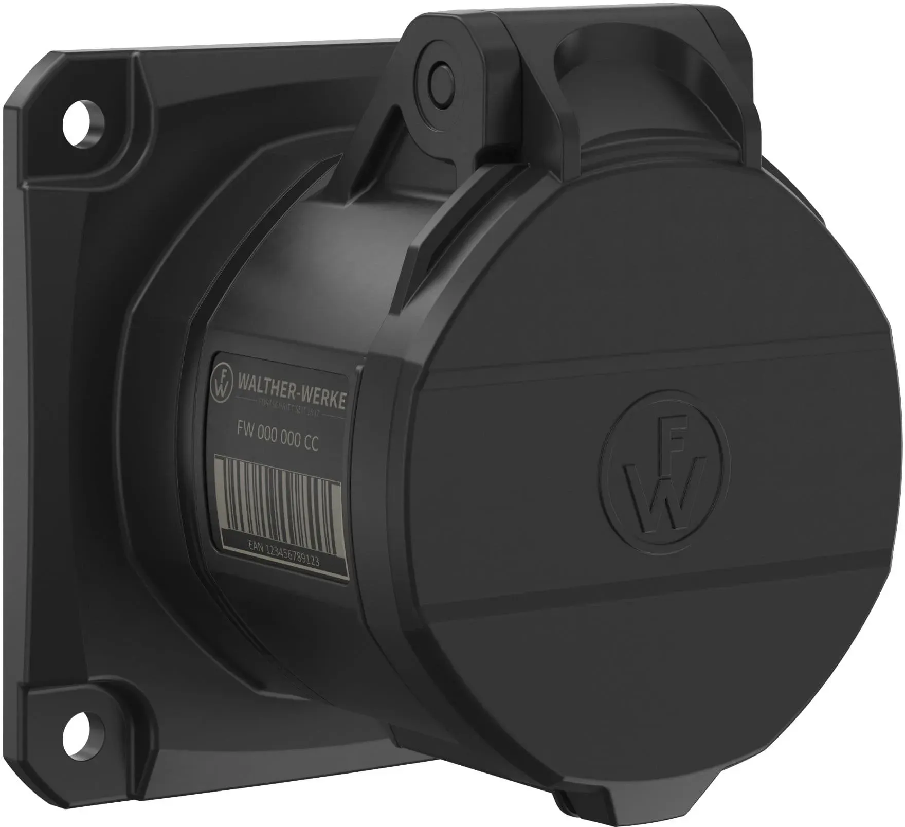Walther Electric FW411505CC CEE NEO Anbaudose gerade, 16A, 5P, 5h, IP54 mit Käfigzugfeder-Technik und 86x86mm Flansch