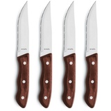 Amefa Hercule Steakmesser Set 4-teilig | Steakmesser mit Wellenschlif Pakka-Holz-Griffe Kastanie-Optik | Grillmesser | Pizzamesser | Steak Messer Set, Braun