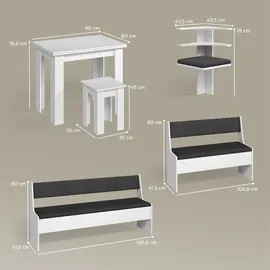 livinity® Eckbankgruppe, Weiß 210 x 150 cm mit Tisch