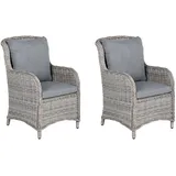 Beliani Polyrattan Gartensessel 60 x 73 x 96 cm grau 2er Set
