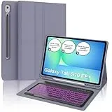 IVEOPPE Hülle mit Tastatur für Samsung Galaxy Tab S10 FE+ 13.1 Zoll, Deutsches QWERTZ-Layout, Tastatur für Samsung Tab S10 FE+ 13.1" 2025, 7-Farbige Beleuchtung Magnetisch Keyboard, Lila