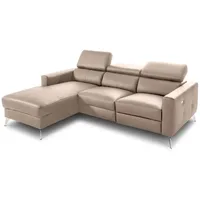 Ecksofa Bono Leder Grau Taupe