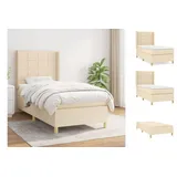 vidaXL Boxspringbett mit Matratze Creme 90x200 cm Stoff