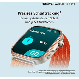 Huawei Watch Fit 5 BT 48 mm Aluminiumgehäuse Silber Fluorelastomerarmband Weiß inkl. FreeBuds 7i
