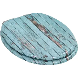 vidaXL Toilettensitz MDF Altholz-Design Türkis