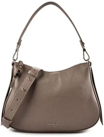 Coccinelle Nory Schultertasche Leder 30 cm  grau